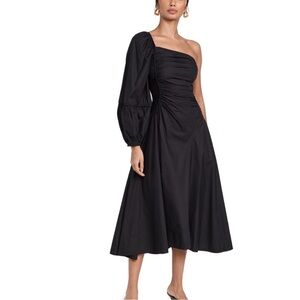 Ulla Johnson Black One-Shoulder Midi Dress